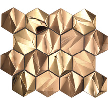 Metallmosaik HXM 50BR Hexagon 3D Stahl Rosegold glänzend 25,7x29,7cm-thumb-0