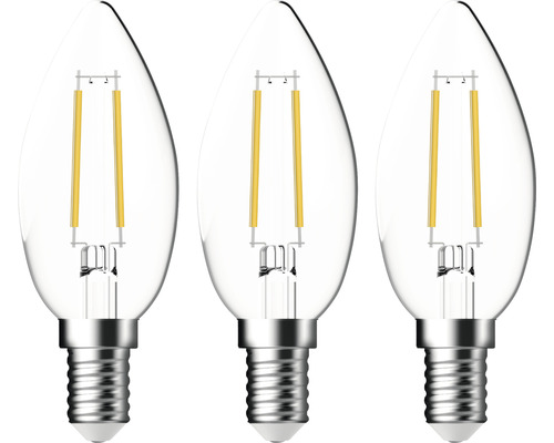 3x LED Kerzenlampe C35 E14/4,2W(40W) 470 lm 2700 K warmweiß klar 3 Stück