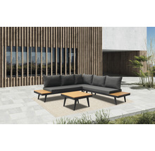 Gartenmöbelset Loungeset SenS-Line garden furniture 5 -Sitzer bestehend aus: 2 Bankmodule, Eckmodul, Tisch Aluminium Holz textil schwarz-thumb-1