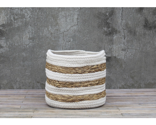 Korb aus Wasserhyazinthe und Baumwolle Lafiora 25 x 22 cm weiß, braun