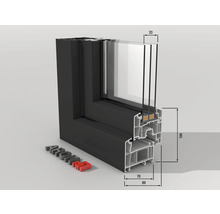 Kunststofffenster 1-flg. ARON Basic weiß/anthrazit 1200x1200 mm DIN Links-thumb-3