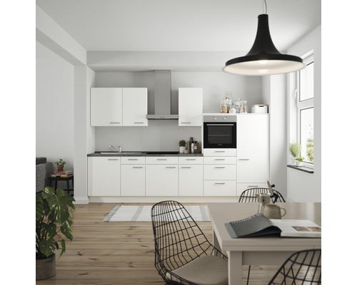 Nobilia elements Küchenzeile Urban 330 cm Frontfarbe weiß matt Korpusfarbe weiß