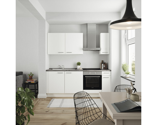Nobilia elements Küchenzeile Urban 210 cm Frontfarbe weiß matt Korpusfarbe weiß