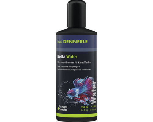 Wasseraufbereiter Dennerle Betta Water 250 ml für Kampffische neutralisiert Chlor und bindet Schwermetalle, mit Fin Care-Compex