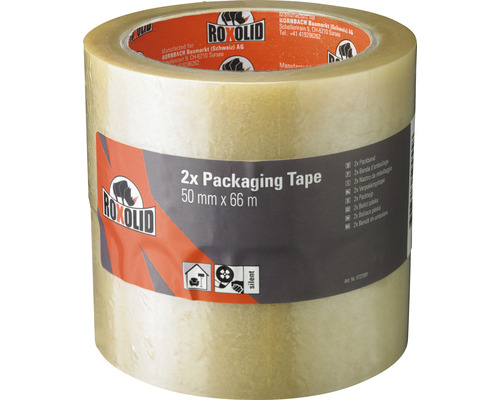 ROXOLID Packaging Tape Packband transparent 2x 50 mm x 66 m