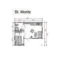 Blockbohlenhaus SKAN HOLZ St. Moritz, Basishaus, mit Fußboden 600 x 500 cm natur