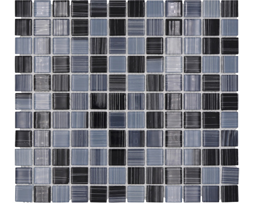 Glasmosaik Strich schwarz/weiß 30,2x32,7 cm 4mm stark