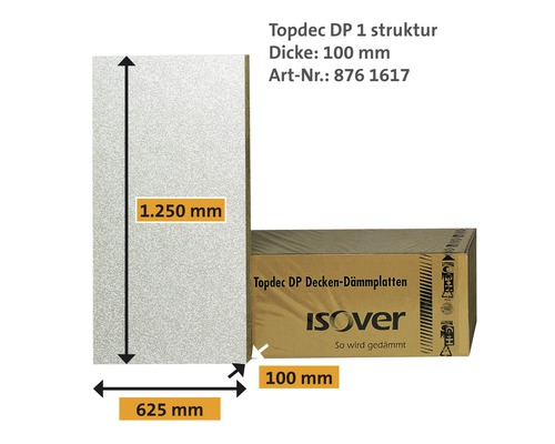 ISOVER Tiefgaragen und Kellerdeckendämmung Topdec DP 1 mit Anspruch an Optik WLG 035 1250 x 625 x 100 mm