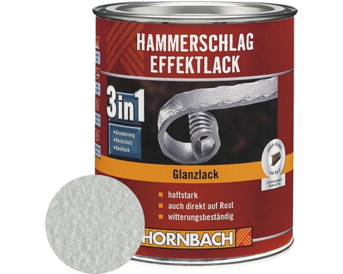 HORNBACH Hammerschlaglack Effektlack 3in1 glänzend silber 750 ml
