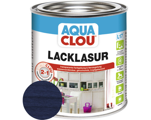 Clou Lack-Lasur Combi Aqua L17 blau 375 ml