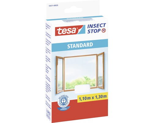 Fliegengitter für Fenster tesa Insect Stop Standard ohne Bohren weiss 110x130 cm-0