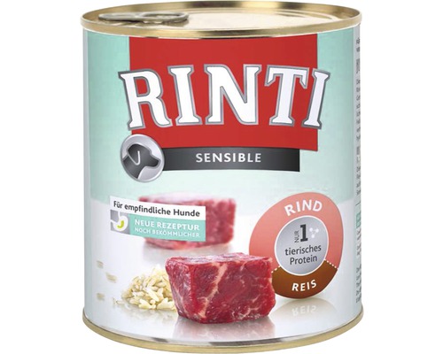 Hundefutter nass RINTI Sensible Rind & Reis 800 g
