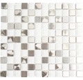 Aluminiummosaik weiß/silber glänzend 32,7x30,2 cm