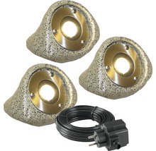 LED Beleuchtete Steine Set 3x2W 3x120 lm 3000 K warmweiß grau/weiß 3 Stück-thumb-0