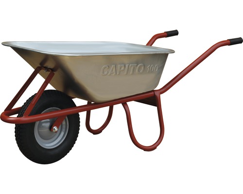 CAPITO Standard Schubkarre ALLCAR 100 Liter Tiefmulde, Gummiräder mit Blockprofil und Stahlfelge inkl. Kunststoffgriffe-0