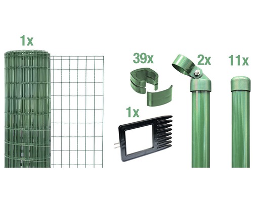 Zaunkomplett-Set ALBERTS Fix-Clip Pro®, zum Einbetonieren, 25 x 1,02 m grün