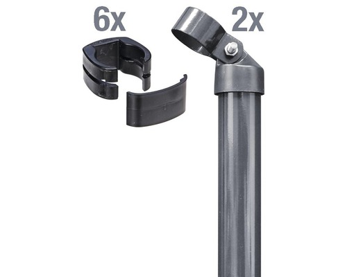 Eckpfosten ALBERTS Fix-Clip Pro® Set für Maschendrahthöhe 102 cm zum Einbetonieren anthrazit