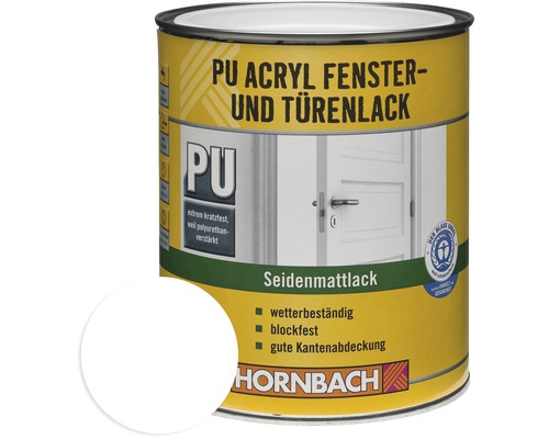 HORNBACH PU Acryllack Fensterlack-Türenlack seidenmatt weiß 375 ml