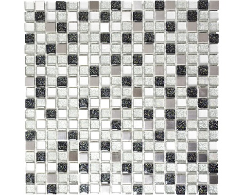 Glasmosaik XCE 88 mix silber/schwarz 30,5x32,2 cm
