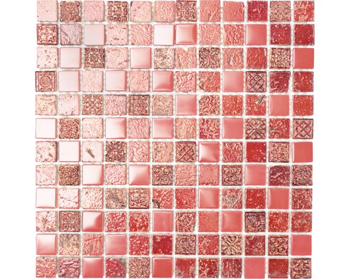 Glasmosaik mit Naturstein XCM CB 92 mix rot 30x32,5 cm