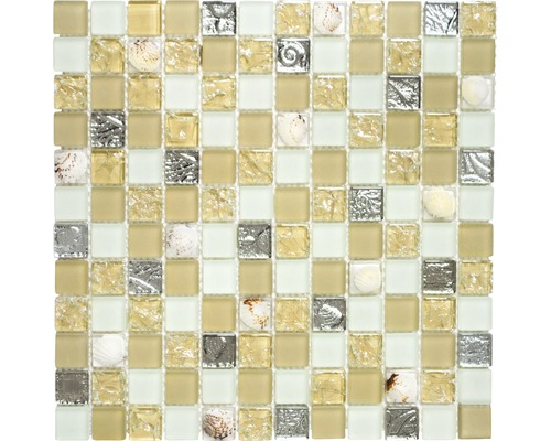 Glasmosaik XCM 8OP9 Muschel beige 30x30 cm