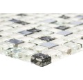 Glasmosaik mit Metall Crystal Quadrat XCM M770 30,0x30,0 weiß