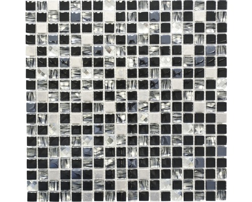 Glasmosaik mit Metall Crystal Quadrat XCM M780 30,0x30,0 cm schwarz-0