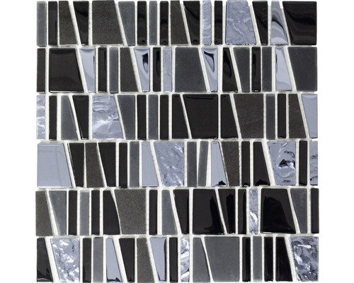Glasmosaik mit Naturstein XCM LA29 mix schwarz 30x30 cm