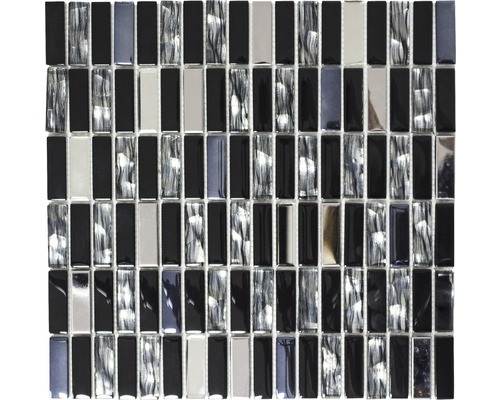 Glasmosaik XCM SM38 mix schwarz 30x30 cm