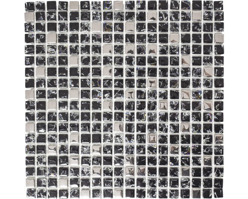 Glasmosaik XIC 1099 mix schwarz/silber 30x30 cm