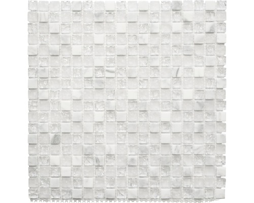 Glasmosaik mit Naturstein XIC 1011 weiß 30,5x30,5 cm
