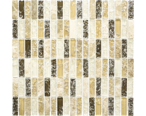 Glasmosaik mit Naturstein XIC S1253 braun/beige 32,2x31 cm