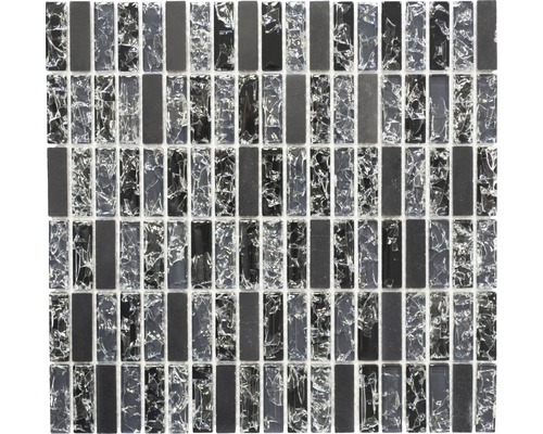 Glasmosaik mit Naturstein XIC S1228 schwarz 32,2x31 cm