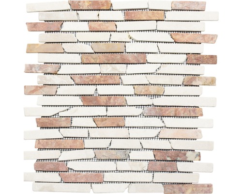 Natursteinmosaik MOS Brick 135 braun/creme 30,5x30,5 cm