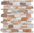 Natursteinmosaik MOS Brick 225 weiß/rot 30,5x30,5 cm