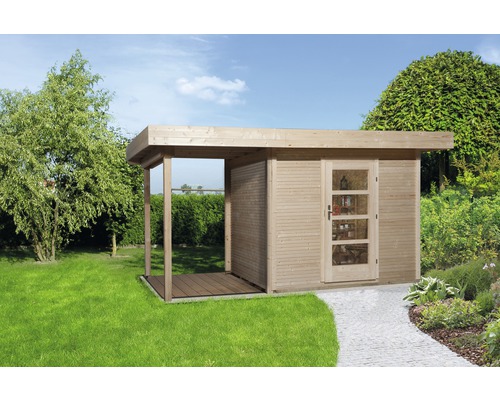 Gartenhaus weka Finline Profil Gr.3 mit Fußboden und Schleppdach 295 x 300 cm natur