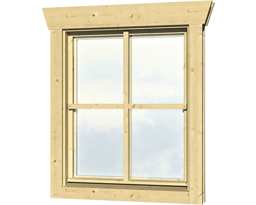 Einzelfenster für Gartenhaus 28 mm SKAN HOLZ Anschlag rechts 57,5x70,5 cm natur