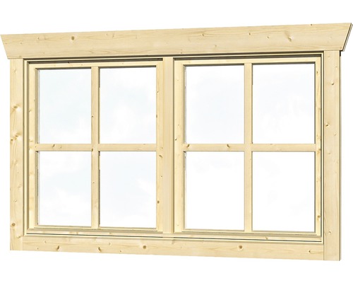 Doppelfenster für Gartenhaus 28 mm SKAN HOLZ 2x57,5x70,5 cm natur