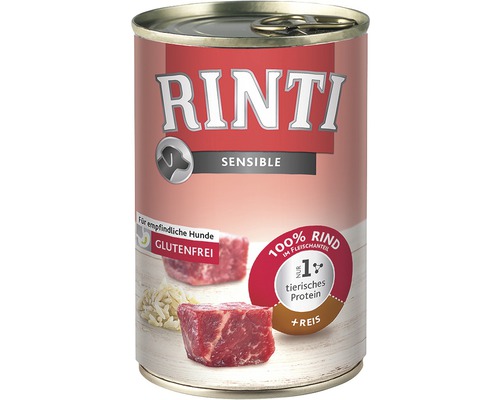 Hundefutter nass RINTI Sensible Rind+Reis 400 g