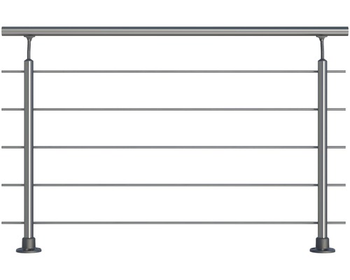 Geländer-Komplettset Pertura Aluminium mit fünf Edelstahlstäben für Bodenmontage B: 1.50 m-0