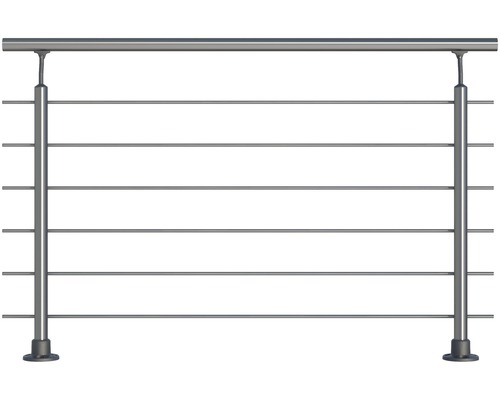 Geländer-Komplettset Pertura Aluminium mit sechs Edelstahlstäben für Bodenmontage B: 1.50 m-0