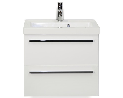 Badmöbel-Set Sanox Seville BxHxT 60 x 55 x 46 cm Frontfarbe weiß hochglanz mit Waschtisch Mineralguss weiß-0