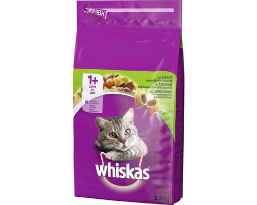 Katzenfutter trocken, Whiskas 1+ Lamm 3,8 kg