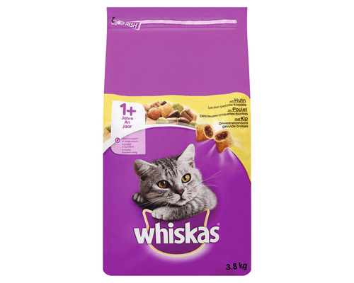 Katzenfutter trocken, Whiskas 1+ Huhn 3,8 kg-0