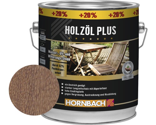 HORNBACH Holzöl Plus bangkirai 3 l (20 % Gratis!)-0