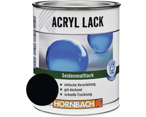 HORNBACH Buntlack Acryllack seidenmatt tiefschwarz 750 ml-0