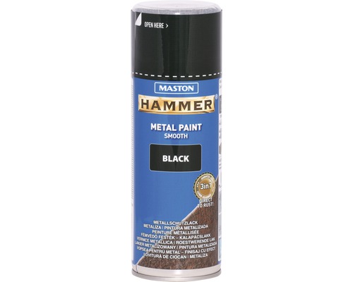 Sprühlack Maston Hammer Metallschutz glatt schwarz 400 ml