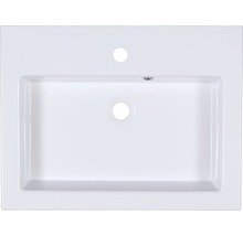 Badmöbel-Set Sanox Seville BxHxT 60 x 170 x 46 cm Frontfarbe weiß hochglanz mit Waschtisch Mineralguss weiß und Waschtischunterschrank Waschtisch Spiegel mit LED-Beleuchtung-thumb-2