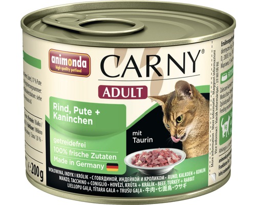 Katzenfutter nass animonda Carny Adult Rind, Pute + Kaninchen 200 g-0