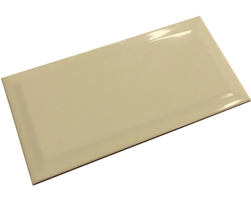 Metro-Fliese mit Facette crema glänzend 10 x 20 cm